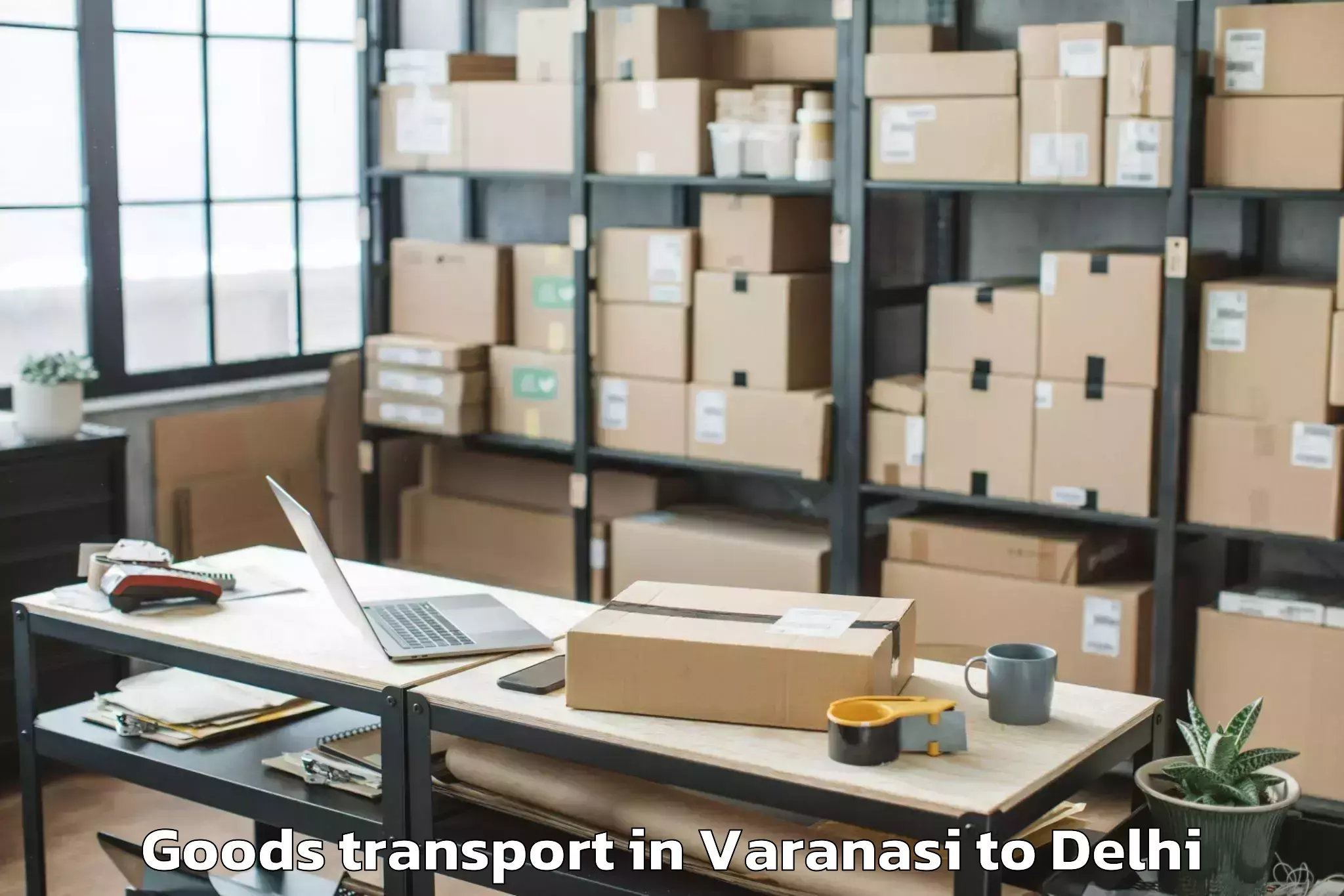 Professional Varanasi to V3s East Centre Mall Goods Transport